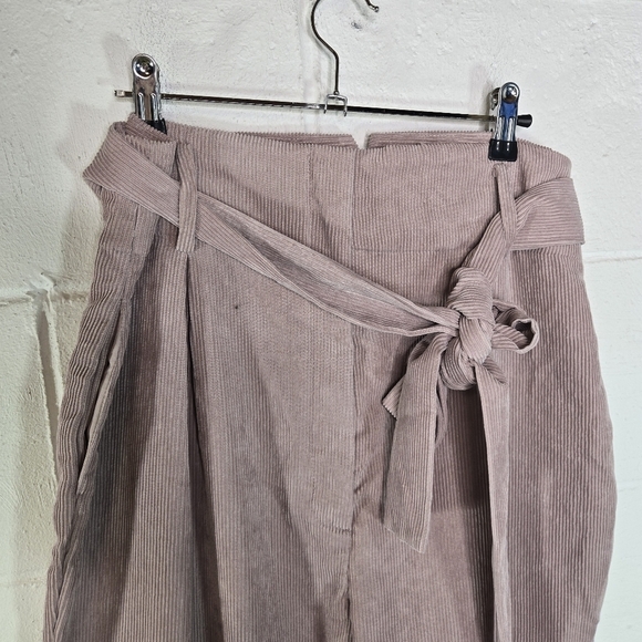 Leyden Randell pink wide whale corduroy paperbag high waist trousers pants new - Picture 8 of 10